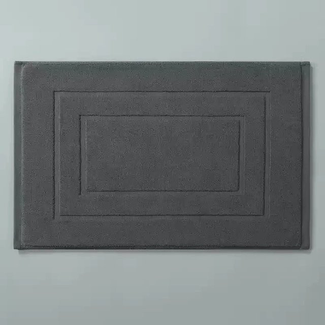 EGW Rutschfeste Badezimmer-Fußmatte aus 100% Baumwolle in Grau, Breite: 50 cm, Tiefe: 80 cm - Bild 1