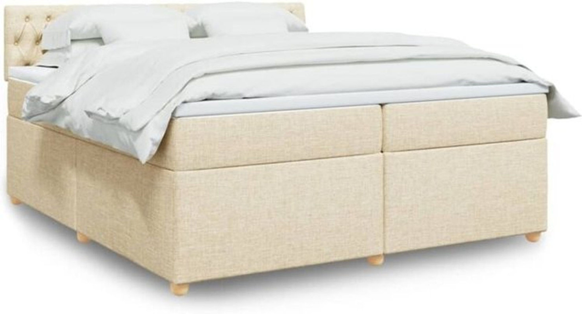 vidaxl Boxspringbett mit Matratze in Beige aus Stoff und Holzwerkstoff, B/T/H: 200 x 200 x 100,5 cm - Bild 1