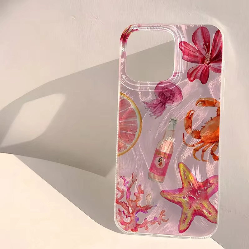 Transparente Handyhülle mit tropischem Krabben- und Hummer-Motiv für iPhone 17 16 14 13 12 11 Pro Max - Bild 2
