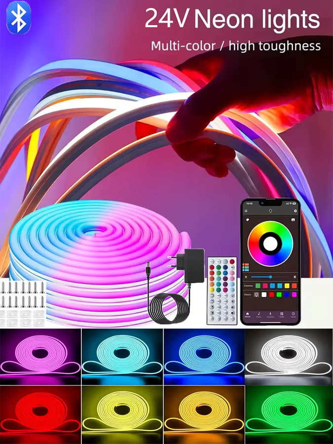 KcoiiFun RGB LED Neon Lichterkette mit App-Steuerung und Musik-Sync, wasserdichte flexible Neon Flex Lampe in Multicolour, transparent - Bild 6