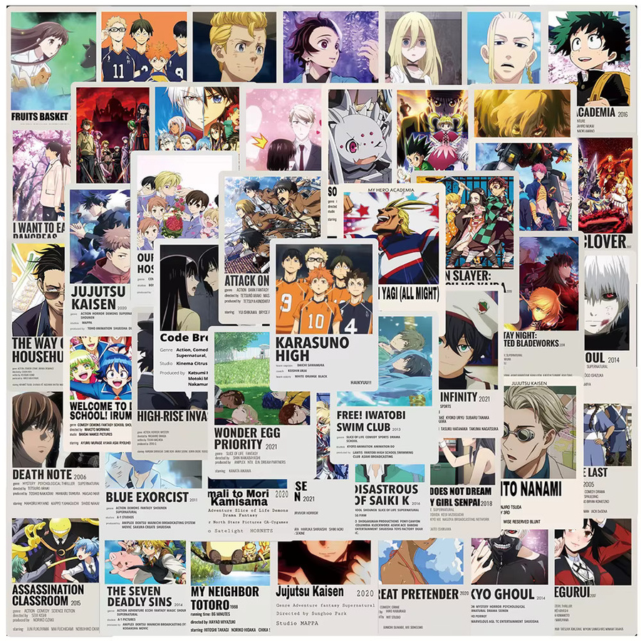 Bandai Jujutsu Kaisen, Angriff auf Titan, Anime Aufkleber, Set - Bild 1