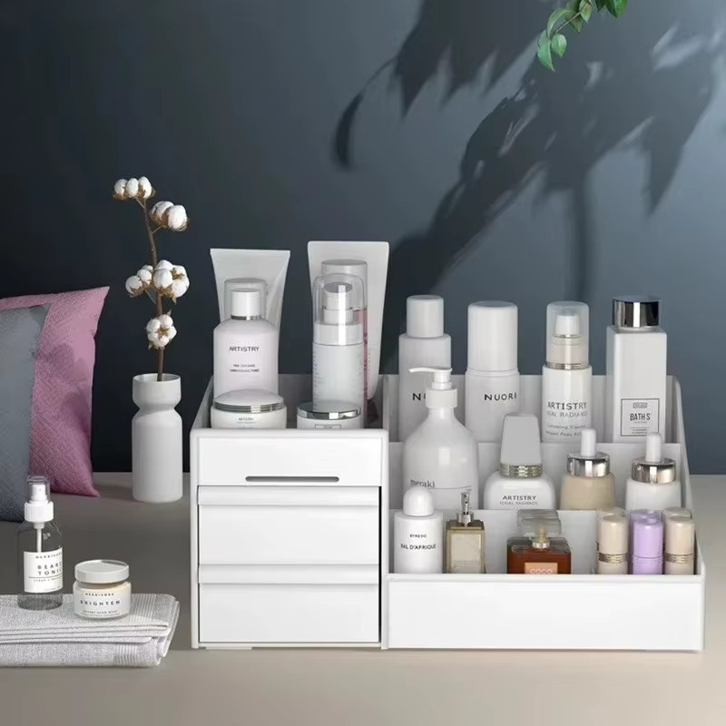 Tongyue Make-up Organizer Box aus Kunststoff in Weiß mit Schubladen zur Kosmetik-Aufbewahrung - Bild 3