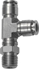 Riegler T-Steckverschluss in L-Form, drehbar, Edelstahl, Farbe Silber, R 3/8 a., für Schlauch-Ø 12 mm - Bild 1