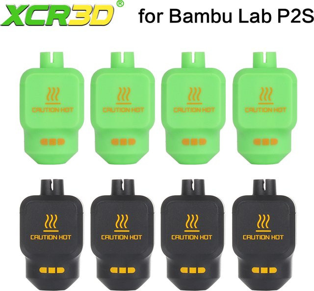 XCR3D Silikon-Socken-Abdeckung und Hotend-Heizblock-Kit für Bambu Lab P1S mit Düsen in 0,2 mm, 0,4 mm, 0,6 mm und 0,8 mm in Schwarz - Bild 1