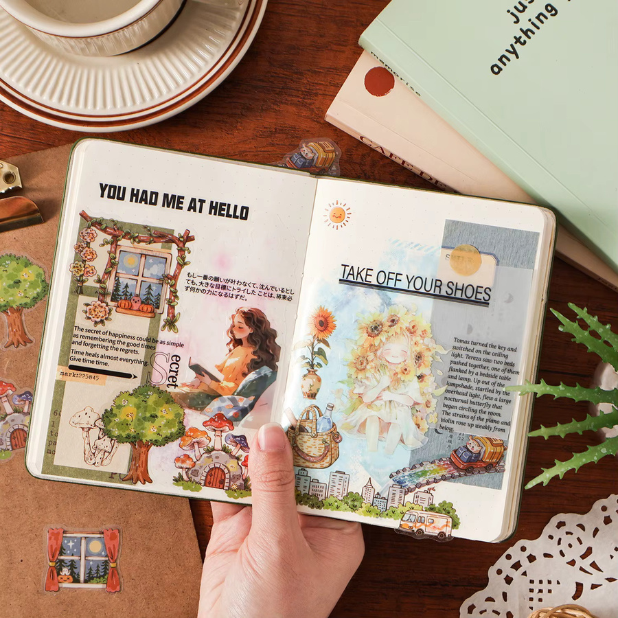 Wasserdichte PET-Sticker mit niedlichen Motiven für Journaling und Scrapbooking, Mehrfarbig - Bild 2