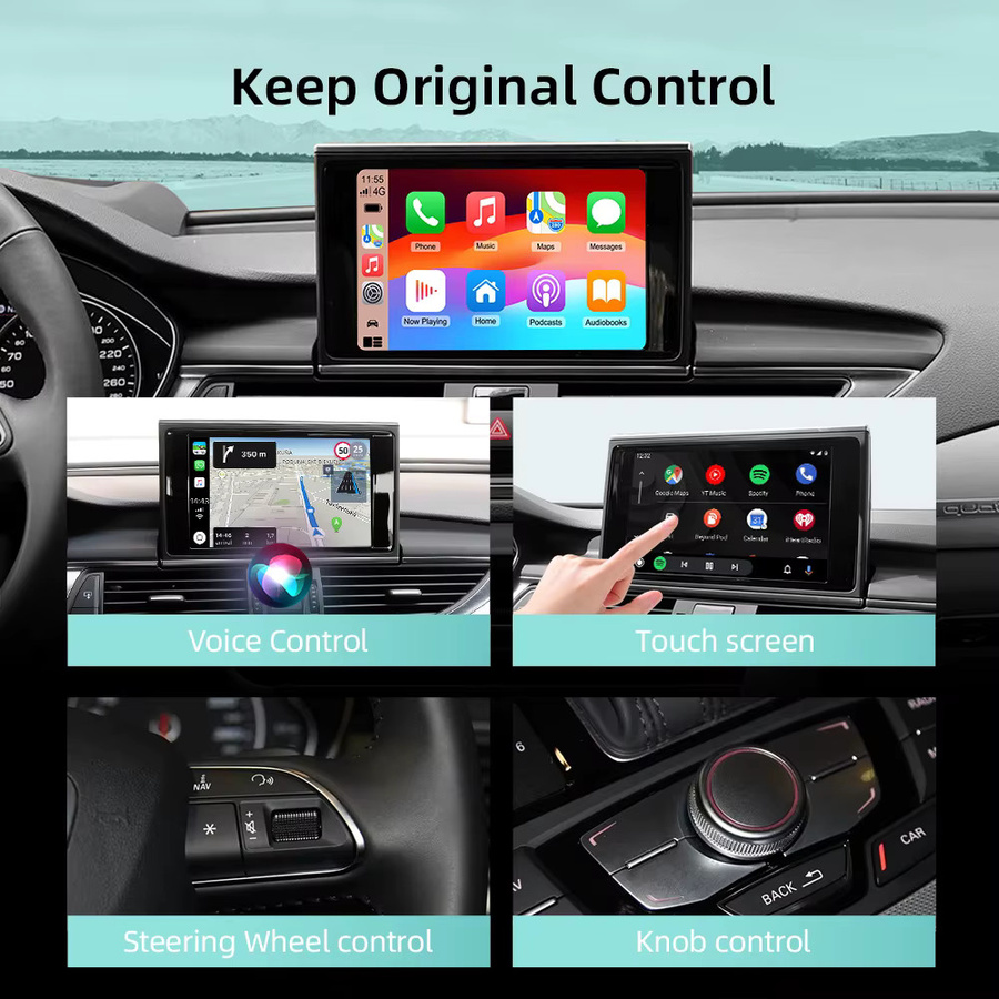 ANYFAR Drahtloses CarPlay und Android Auto Interface für Audi A6 A7 2012-2018 mit Bluetooth und Rückfahrkamera Unterstützung in Schwarz - Bild 4