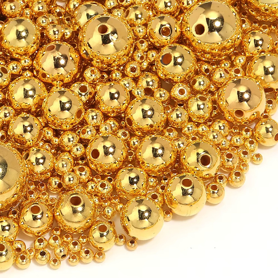louleur Spacer Perlen, ABS Imitation Perle, Gold, Rund, 3-20mm, Unisex - Bild 3