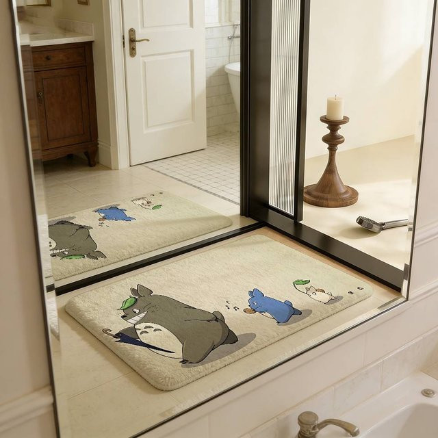 ZbrOne Totoro Fußmatte in Beige, Anti-Rutsch Fußabtreter im Nordic Style für Wohnzimmer und Eingangsbereich, B/B: 40 x 60 cm - Bild 1