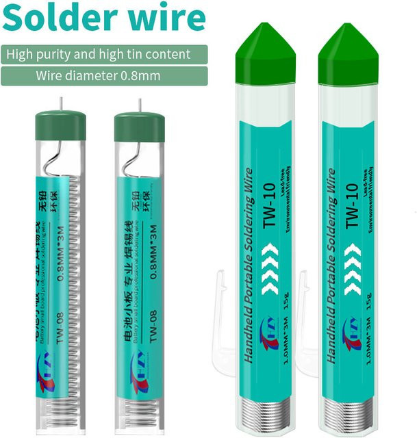 HZY Bleifreier Lötdraht Zinn Stift mit Kolophonium Kern in Silber, Durchmesser: 0,8 mm oder 1 mm - Bild 1