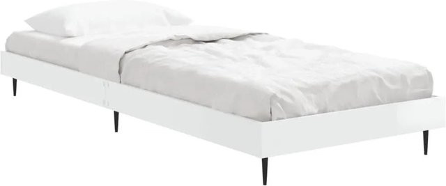 vidaXL Bettgestell in Hochglanz-Weiß aus Holzwerkstoff und Metall, Breite: 78 cm, Tiefe: 78 cm, Höhe: 20 cm - Bild 1