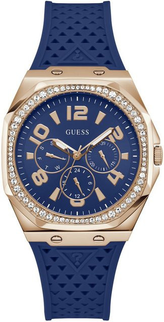 Guess Damenuhr, Quarz, Edelstahl, Blau, 40 mm, Silikon - Bild 1