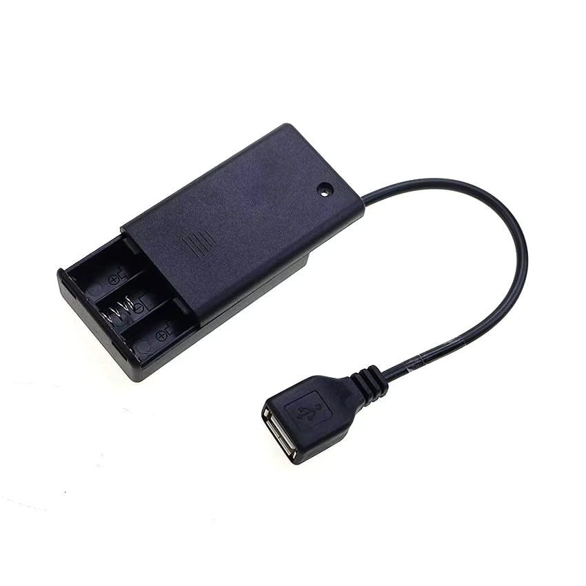 JCD 3-Slot AAA Batterie Aufbewahrungsbox mit Anschlusskabel in Schwarz mit PH2.0 XH2.54 SM DuPont und DC 5,5x2,1 Anschluss - Bild 2