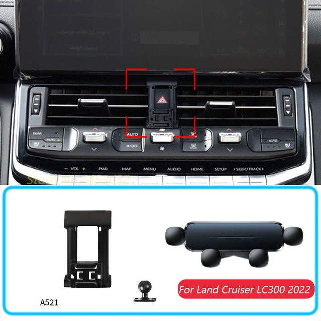 Auto Telefonhalterung für Toyota Land Cruiser LC300 2022 in Schwarz mit Schwerkraft-Funktion für horizontale GPS-Nutzung - Bild 1