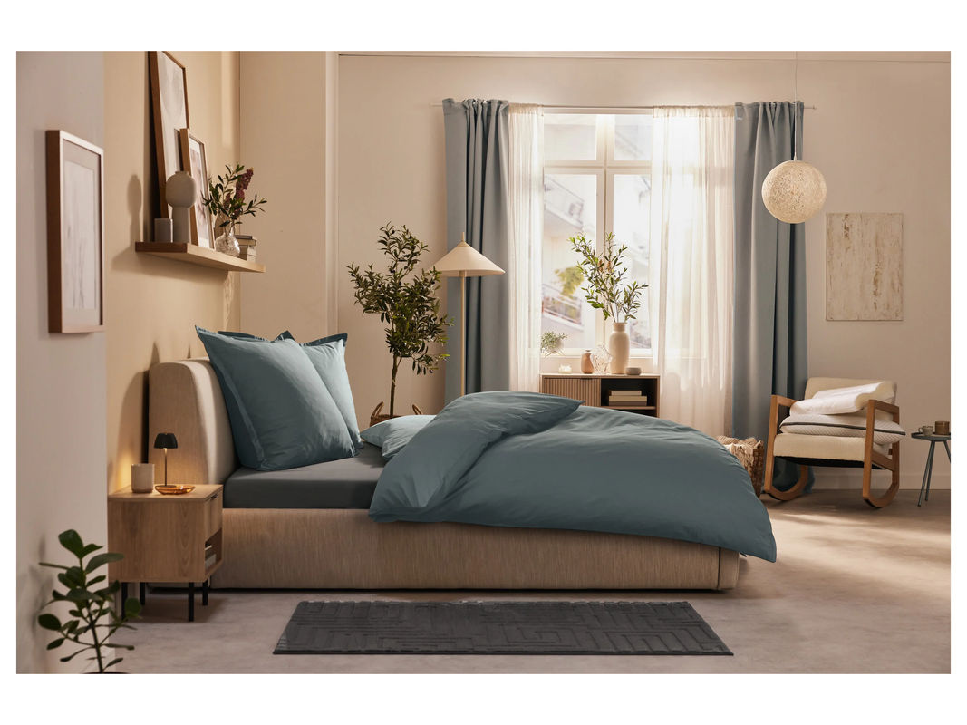 LIVARNO HOME Lyocell-Satin-Bettwäsche Set aus Baumwolle und Lyocell Tencel in Grau, Bettbezug 200 x 220 cm und 2x Kissenbezug 80 x 80 cm - Bild 3
