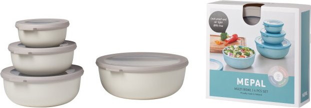 Mepal Multischüssel Set Cirqula flach, 4-teilig, Nordic White, luftdicht, lebensmittelecht und stapelbar (350 ml, 750 ml, 1250 ml, 2250 ml) - Bild 1