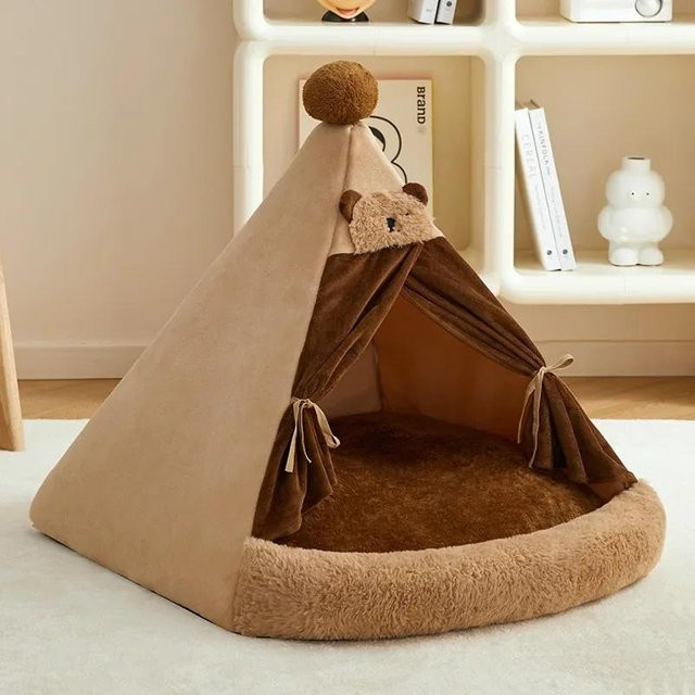 Hundezelt Teddys Zwinger Ganzjahres-Zwinger für kleine und mittelgroße Hunde, braun, Baumwolle, B/T/H: 40 x 40 x 45 cm - Bild 1