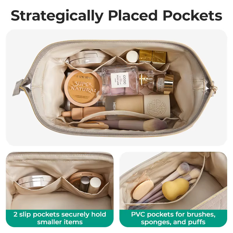 BAGSMART Make-up-Tasche als gepolsterter Reise-Kulturbeutel für Damen in Schwarz - Bild 4