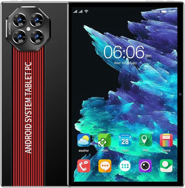 BDF Tablet Android 12.0 mit 10,1 Zoll Display, 8GB RAM, 128GB ROM, Octa Core Prozessor, 4G LTE und WiFi, Schwarz - Bild 1