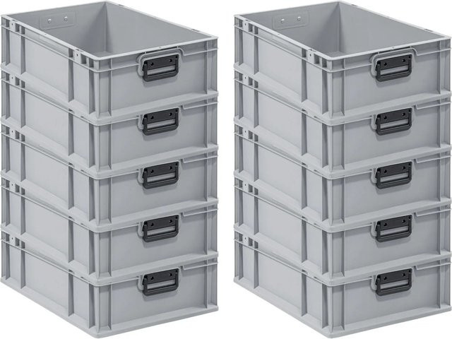 PROREGAL Spar Set 10x Eurobox Nextgen Portable Duo Transportbehälter Grau H x B x T: 17 x 40 x 60 cm - Bild 1