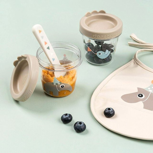 Done By Deer 2er-Pack Snackbox aus Kunststoff, braun und mehrfarbig, auslaufsicher, stapelbar, mikrowellen- und spülmaschinenfest, BPA-frei - Bild 1
