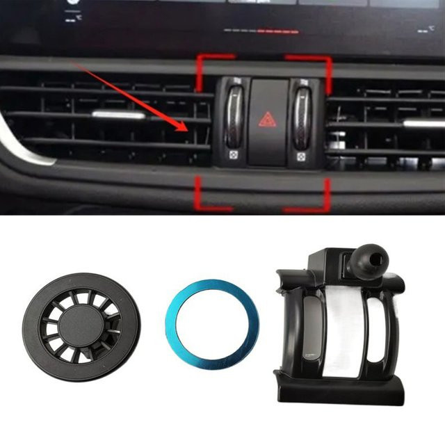 Magnetische Smartphone-Halterung aus ABS-Kunststoff für Alfa Romeo Giulia (2016-2022) in Schwarz - Bild 1