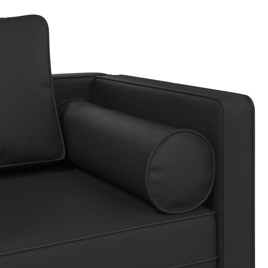 vidaXL Chaiselongue mit Kissen in Schwarz aus Kunstleder, B/T/H: 116,5 x 62,0 x 57,5 cm - Bild 6