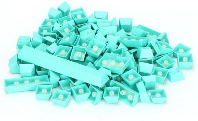 Koogeelife PBT-Tastenkappen in Cyanblau und Türkis mit ergonomischem Design, ölbeständig, 108 Tasten für mechanische Tastaturen - Bild 1