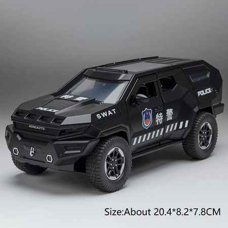 Linyi toy car Rezvani Vengeance Polizeiauto, Modell Spielzeug, Skala 1:24, Rückziehmotor, ab 14 Jahren
