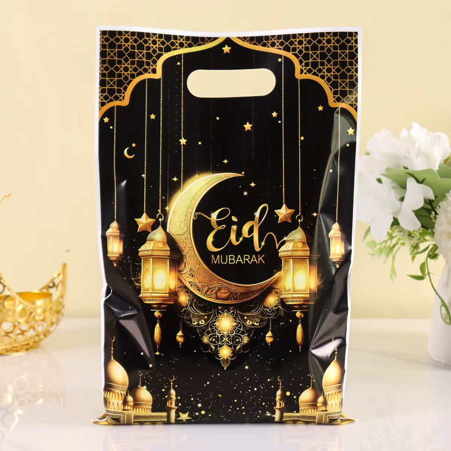 Eid Mubarak Geschenktüten aus Kunststoff in Schwarz für Süßigkeiten und Ramadan-Dekoration - Bild 2