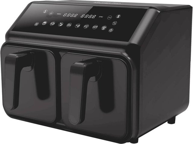 Michelino Heißluftfritteuse mit Doppelbehälter Dual Zone in Schwarz aus Kunststoff, Volumen: 8 l, B/H/T: 28 x 37 x 28 cm - Bild 1