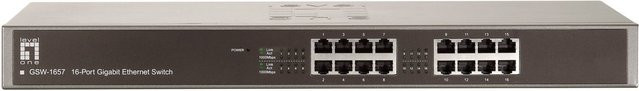 LevelOne GSW-1657 Gigabit Ethernet Switch mit 16 Anschlüssen in Anthrazit/Silber - Bild 1