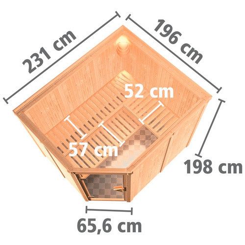 Karibu Sauna Haapsalu für 4 Personen aus Fichtenholz in Beige - Bild 2