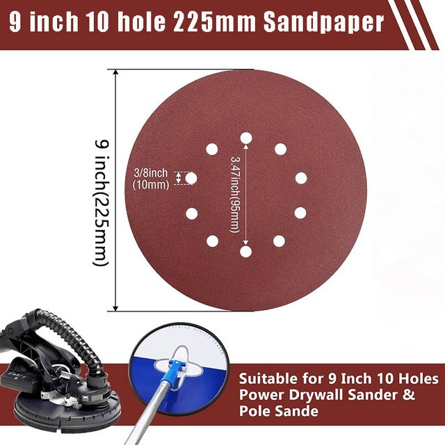 TQLQ Schleifpapier Set mit 20 Stück, 9 Zoll (225 mm), 10 Löcher, Körnung 40-2000 für Metall und Holzbearbeitung - Bild 1