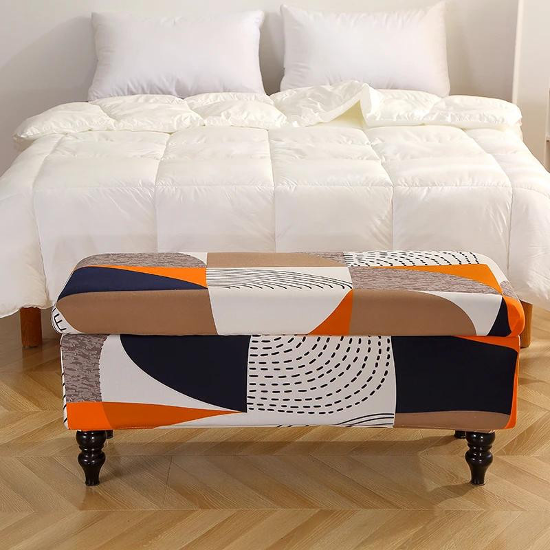 Dehnbarer Ottomanenbezug von Yiran Furniture für rechteckige Bankhocker und Fußstützen aus Polyester-Elastan-Mischung - Bild 3