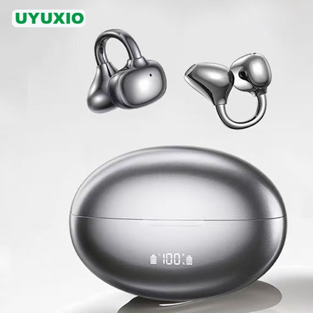 UYUXIO Kabellose Clip-on-Ohrhörer mit Bluetooth 5.4, IPX7 wasserdichte Open-Ear-Kopfhörer für Sport in Schwarz - Bild 1