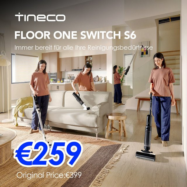 Tineco Floor One Switch S6 Kabelloser 5-in-1 Wischsauger und Nass-Trockensauger mit Selbstreinigung, 5-min-FlashDry, 70°C Doppelkantenreinigung und Anti-Verwicklungsfunktion - Bild 1