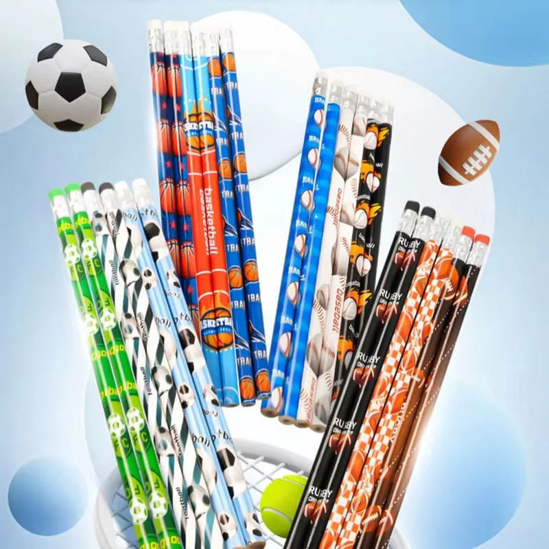 12 Stück Fußball Holz Bleistifte mit Graphit für Kinder und Sport-Themen-Geschenke in Mehrfarbig - Bild 1