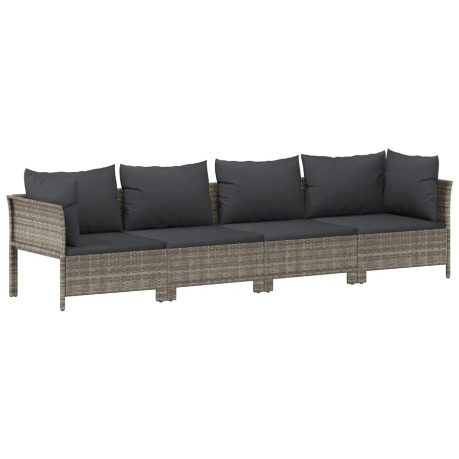 vidaXL 4-tlg Garten-Lounge-Set Modell 25 aus Poly Rattan in Grau mit Kissen und pulverbeschichtetem Stahlgestell - Bild 2