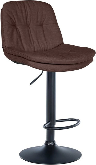 DELUKE Barhocker MITUN Barstuhl aus Stoff in Braun mit Lehne, höhenverstellbar und drehbar, B/T/H: 46 x 54 x 92 cm - Bild 1