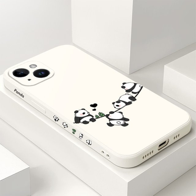 Baby Panda Silikon-Handyhülle für iPhone 17 17 Air 16 15 14 13 12 11 Pro Max Plus Mini XR XS in Weiß - Bild 1