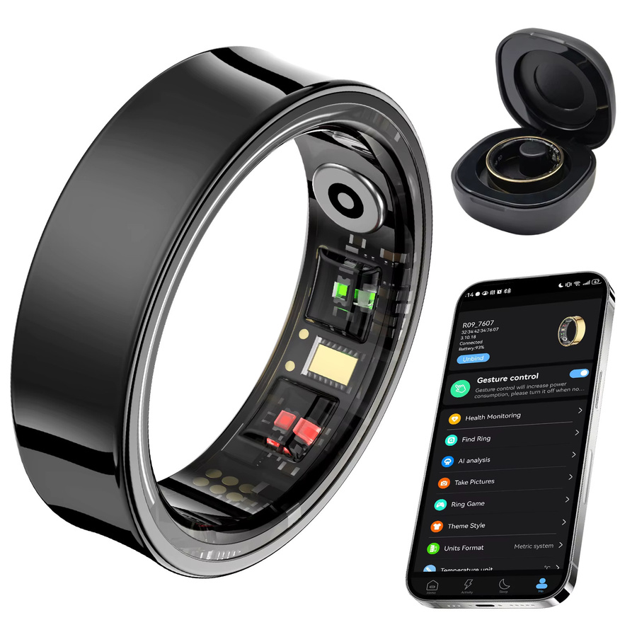 Amovan Smart Ring Premium in Gold mit Temperaturmessung und Schlaf-Tracking für Samsung und iOS, Unisex - Bild 4