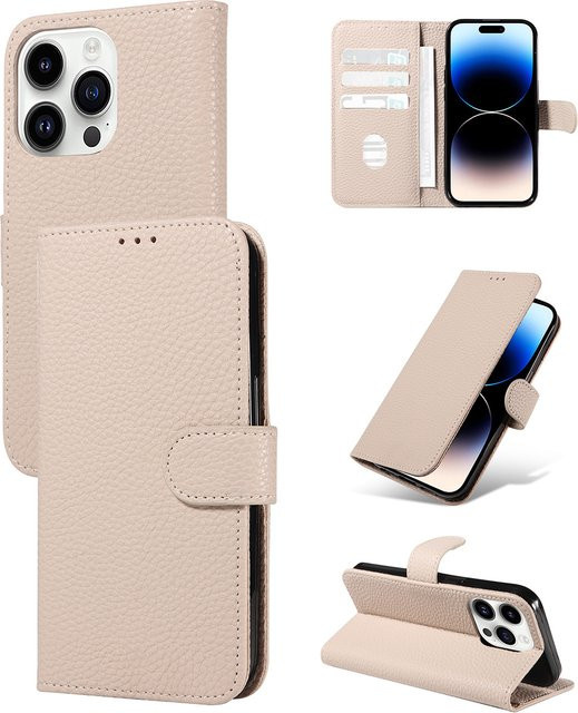 Sturzsichere Kunstleder-Handyhülle für Samsung A56 A36 A25 A42 A23 A13 A12 A05 A03 mit Magnetverschluss und Kartenfächern in Schwarz oder Beige - Bild 1