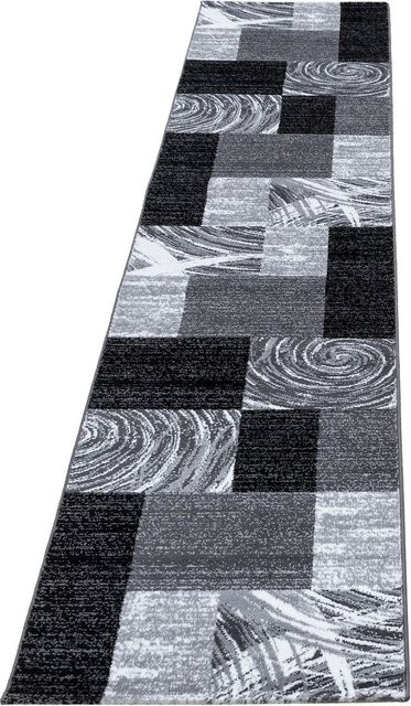 Ayyildiz Teppich PARMA in Schwarz und Grau mit abstraktem Karomuster, Vintage-Design, Breite: 80 cm, Länge: 300 cm - Bild 1