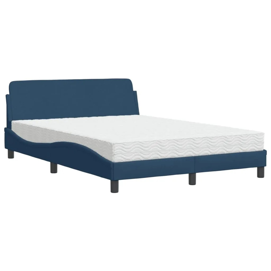 vidaXL Bett mit Matratze aus Stoff und Kiefernholz in Blau, B/T: 140 x 190 cm - Bild 2