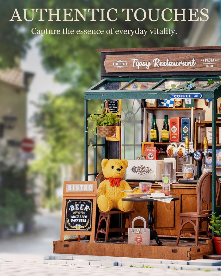 Robotime Rolife DIY Miniatur-Haus-Set, Restaurant-Schreibtisch, ab 14 Jahren - Bild 7