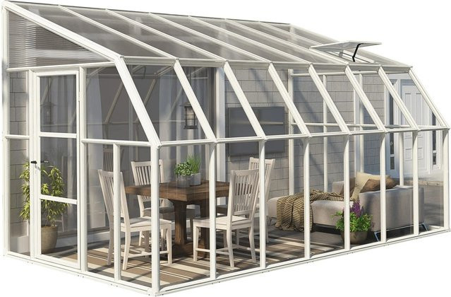 Palram - Canopia Gewächshaus Weiß mit Fundamentrahmen und Regenrinnen aus Polycarbonat, 11,5 m² - Bild 1