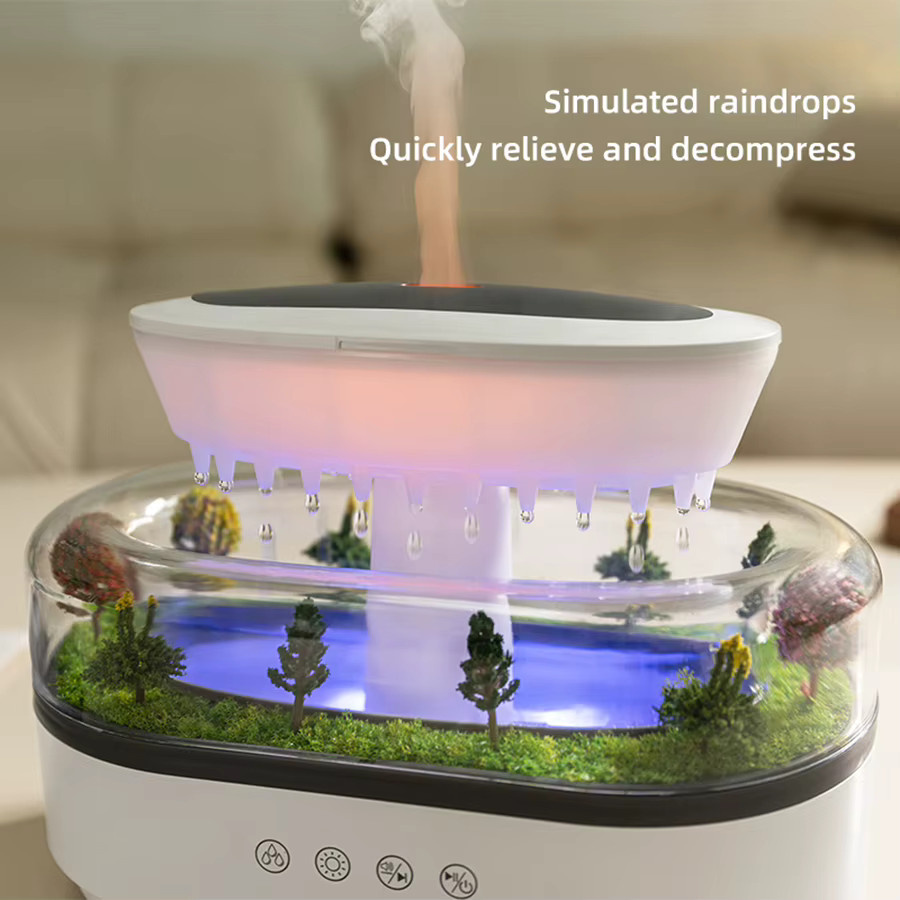 HAOYUNMA Aromatherapie-Diffusor mit simuliertem Regentropfen-Effekt und weißem Rauschen in Waldgrün - Bild 3