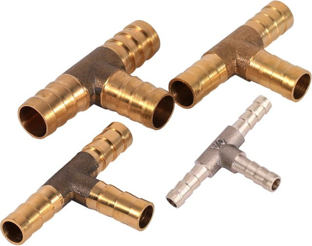 DOACT 3-Wege-Schlauchverbinder aus Messing in Gold für Druckluft, Öl und Gasleitungen - Bild 1