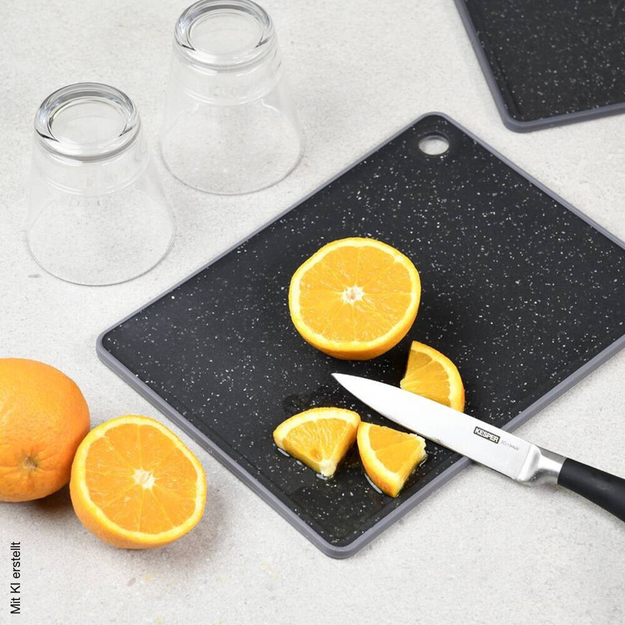 Kesper 3er Set Schneidebretter aus Kunststoff in Schwarz mit Saftrinne und rechteckiger Form - Bild 4