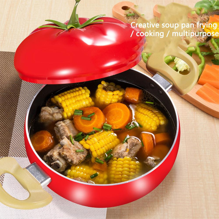 Allthetime Kochgeschirr Set aus Aluminium in Rot mit Antihaftbeschichtung in kreativer Fruchtform bestehend aus Suppentopf und Bratpfanne - Bild 4